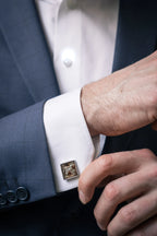 Square Cufflinks – Black-Spotted Leather