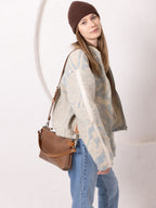 TOMMY Leather Bag with Two Handles - Cappuccino