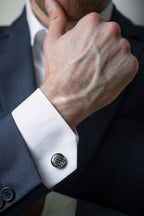 Round Cufflinks – Dark Leather