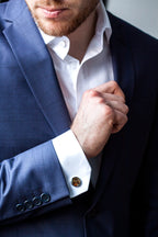 Round Cufflinks – Red-Spotted Leather