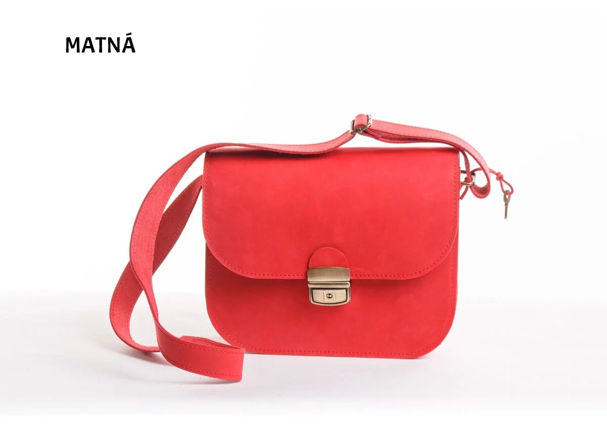 Natural Leather Saddle Bag Large – Red