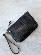 POUCH Wallet with Wrist Strap - Black Alligator