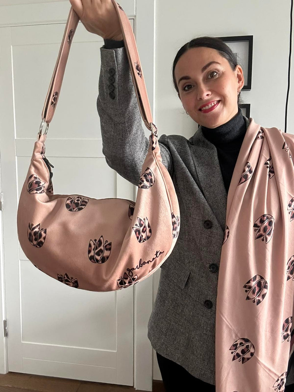 Hobo Bag - Brown Leopard Tulips