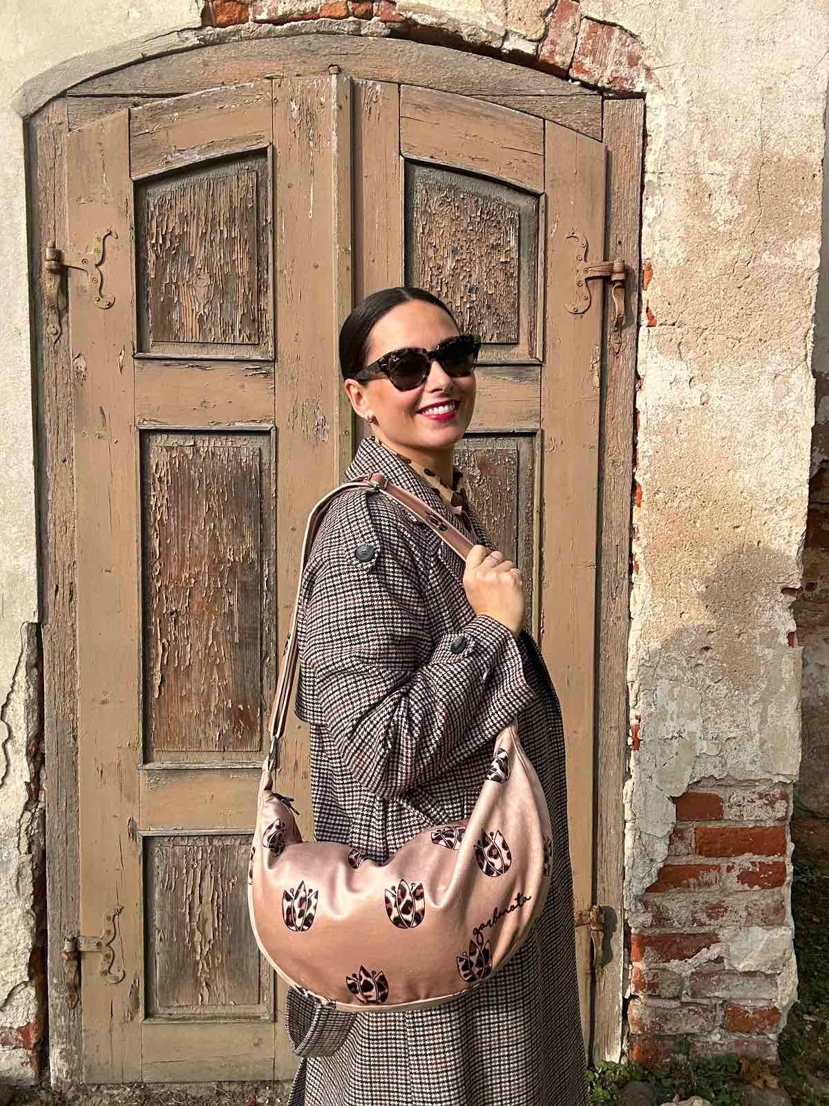 Hobo Bag - Brown Leopard Tulips
