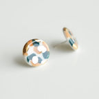 Porcelain Tache Studs -  Green and Orange