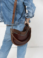 STELLA Leather Handbag - Brown & Cognac