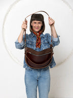 STELLA Leather Handbag - Brown & Cognac