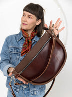 STELLA Leather Handbag - Brown & Cognac